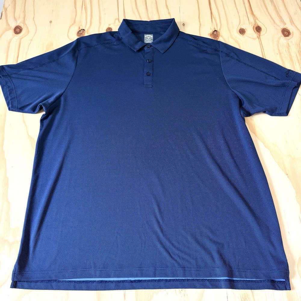 Callaway Mens Golf Polo Size 3X Shirt Navy Blue White Micro Dot Performance